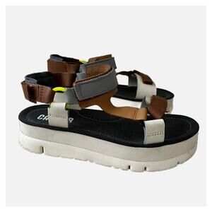 Camper x Anthropologie Color Block Oruga Up Leather Platform Sandals 39/ 8.5